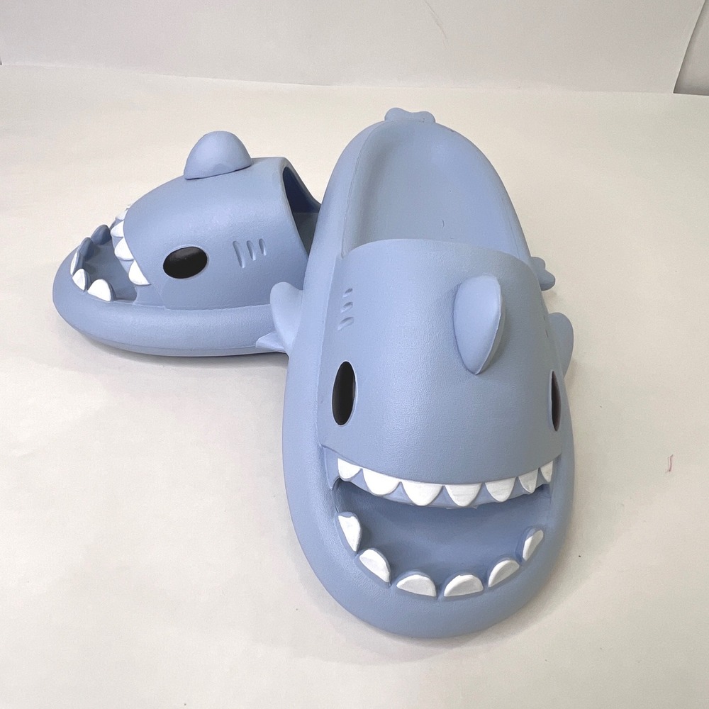Shark Slides Men Blue EVA Foam Cloud Sandals Novelty Slippers 42-43 M8.5/W10